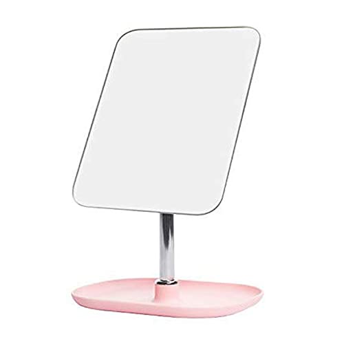 BIRMON Metal Tabletop Removable Handle Makeup Unframed Rectangular Vanity Mirror, Pink - Image 1