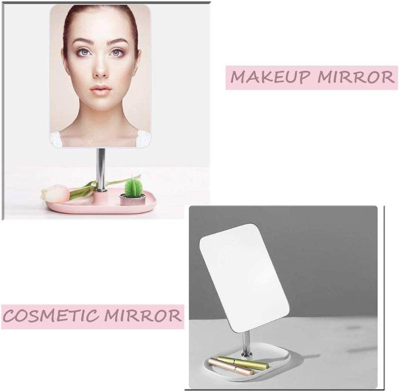 BIRMON Metal Tabletop Removable Handle Makeup Unframed Rectangular Vanity Mirror, Pink - Image 5