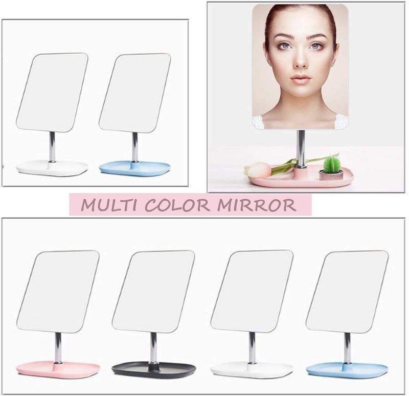 BIRMON Metal Tabletop Removable Handle Makeup Unframed Rectangular Vanity Mirror, Pink - Image 4
