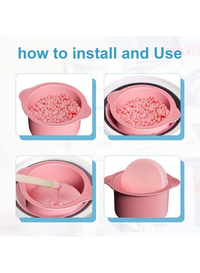 AIEX 2pcs Wax Pot Liner, Silicone Wax Warmer Liner with 2pcs Blue Silicone Wax Spatula Wax Warmer Liners Reusable Compatible with 16oz Electric Waxing Kit (Pink, Blue) - Image 5