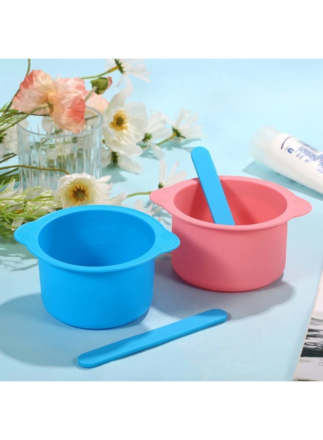 AIEX 2pcs Wax Pot Liner, Silicone Wax Warmer Liner with 2pcs Blue Silicone Wax Spatula Wax Warmer Liners Reusable Compatible with 16oz Electric Waxing Kit (Pink, Blue) - Image 4