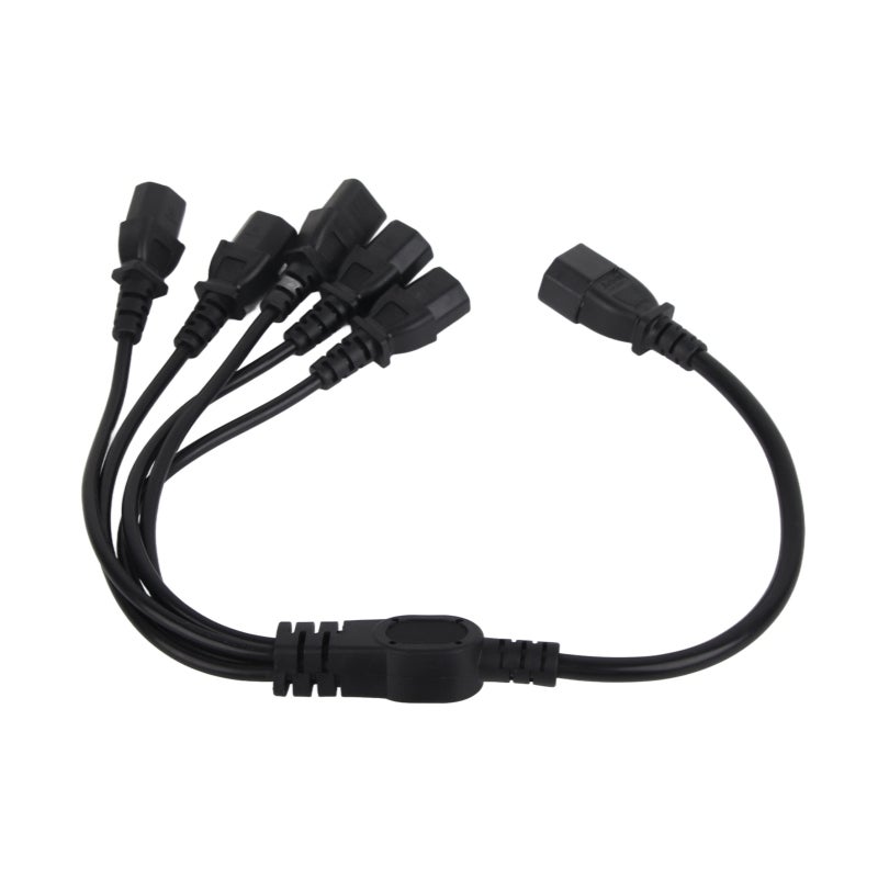 C14 To C13 Power Adapter Cable: 5-Device Y Splitter, PVC & Brass Durable Build - Reduces Cable Clutter, UPS PDU Cable For Computers, Monitors, Printers, Scanners - Image 1