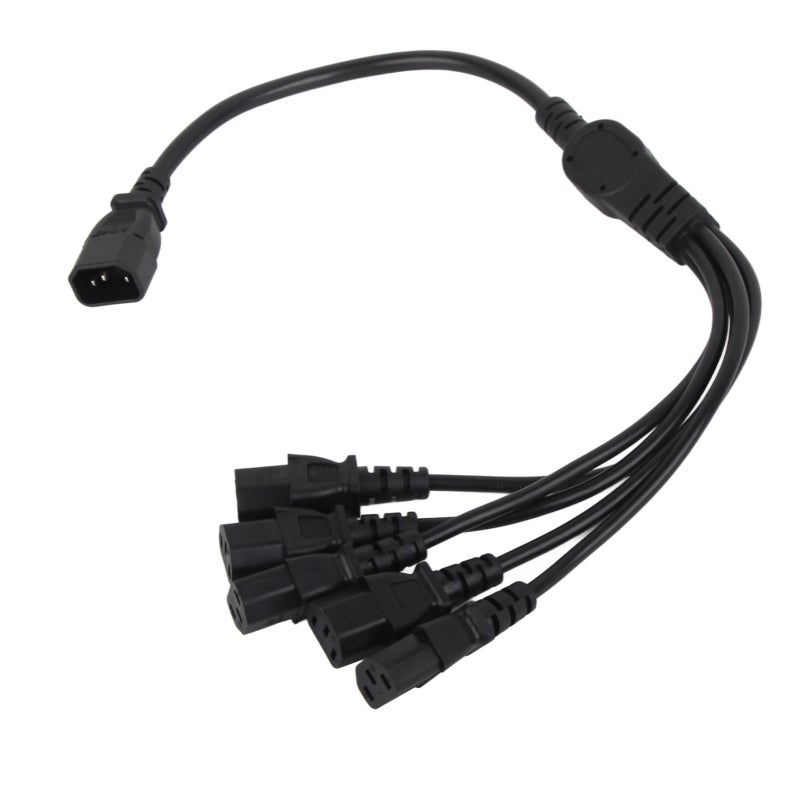C14 To C13 Power Adapter Cable: 5-Device Y Splitter, PVC & Brass Durable Build - Reduces Cable Clutter, UPS PDU Cable For Computers, Monitors, Printers, Scanners - Image 2