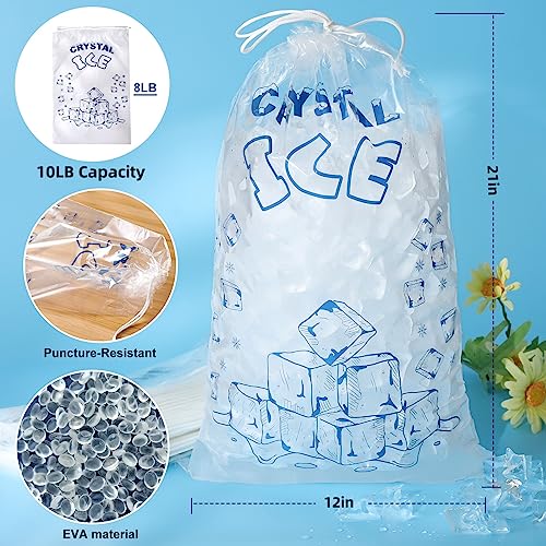 ENNIYU Ice Bags 10 lb with Drawstring, 50 Count Ice Bags for Ice Machine, Heavy-Duty Reusable Ice Cube Bag, Portable Storage and Freezer Keeper - Image 3