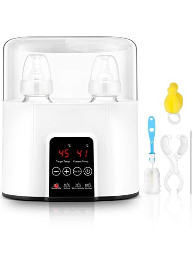 6 in 1 Baby Bottle Warmer, for Frozen Breast Milk u0026 Formula Baby Food Heater u0026 Steam Sterilizer with Cleaning Brush nd Safe Auto-shutoff u0026 Timer Temperature Control BPA-Free Baby Food Heater (White-1) - Image 1