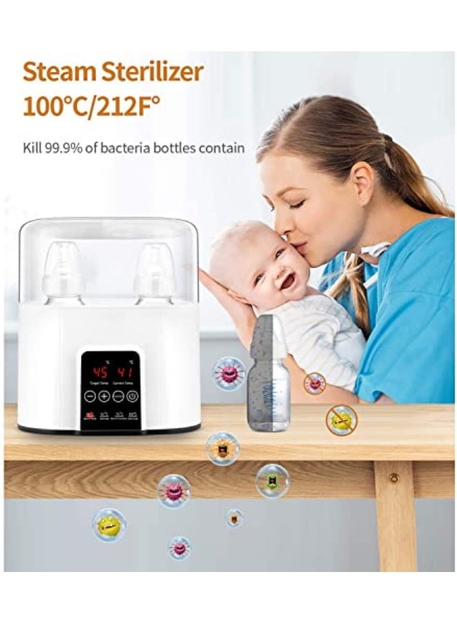6 in 1 Baby Bottle Warmer, for Frozen Breast Milk u0026 Formula Baby Food Heater u0026 Steam Sterilizer with Cleaning Brush nd Safe Auto-shutoff u0026 Timer Temperature Control BPA-Free Baby Food Heater (White-1) - Image 5