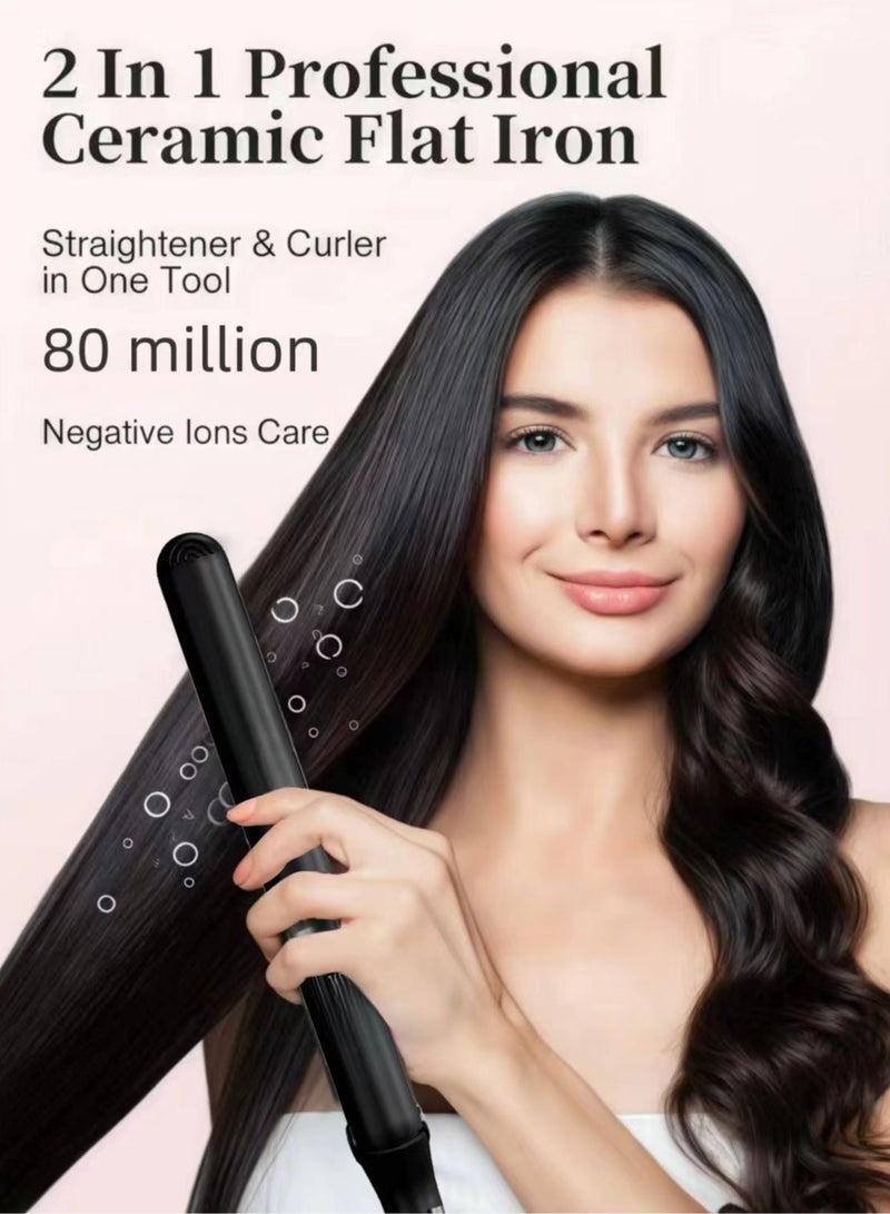 Obos Obos ceramic straightener, two-piece straightener, and ceramic coated curler slide smoothly, heat for 10 seconds, and reach up to 220 ° C, providing long-lasting curling/wavy/straightening effects on hair  - Image 2