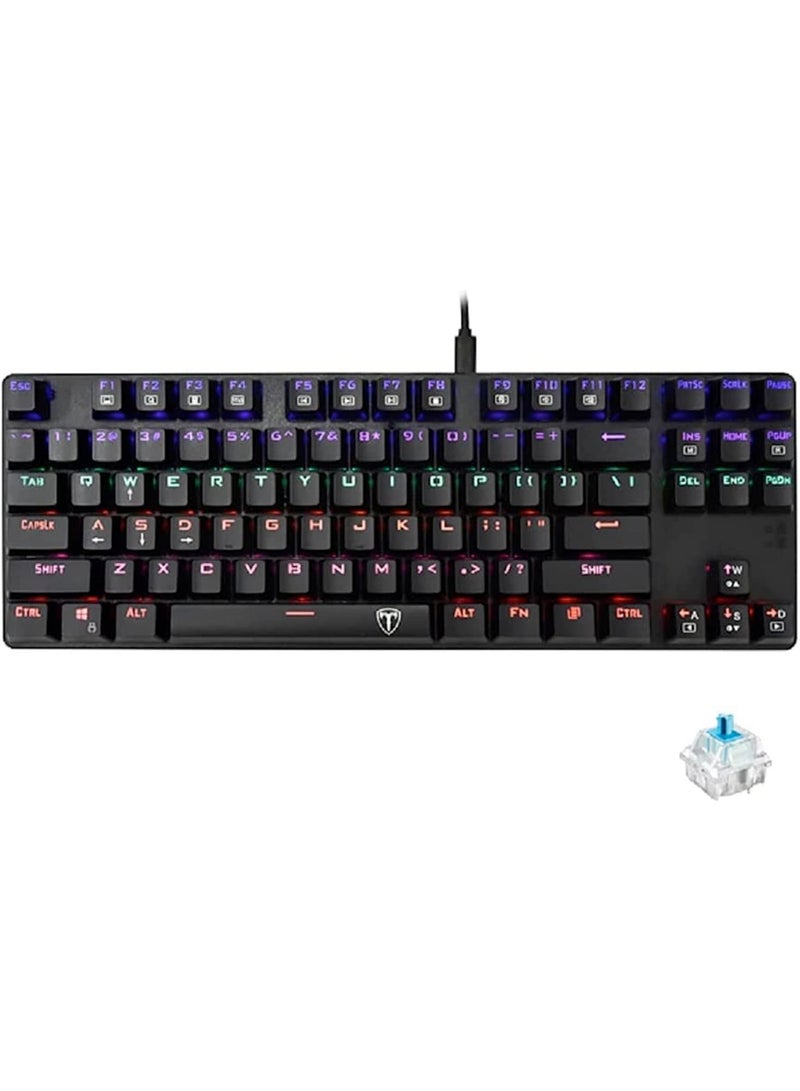 T-DAGGER TGK313 Bora Gaming Mechanical Keyboard - Rainbow LED Lighting - Hot Swappable Switches (Blue Switch), USB - Image 1