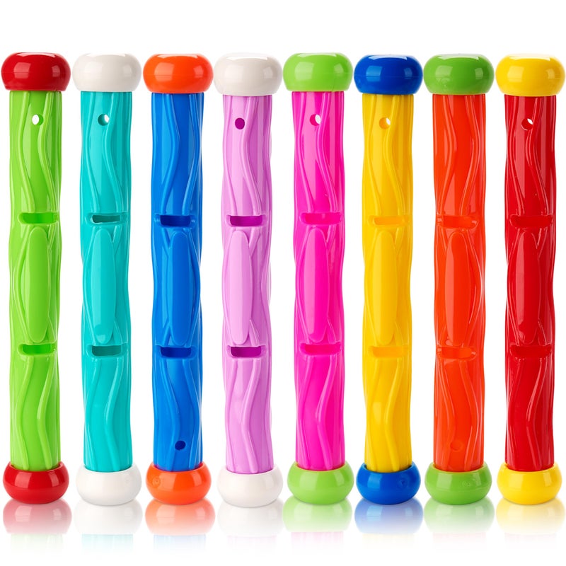 JOYIN Diving Sticks Pool Toys, 8 Pcs Underwater Training Pool Dive Stick for Kids, Colorful Swimming Toy Sinking Throwing Sticks for Kids Gifts Summer Swim Training Water Fun Pool Games(Sticks) - Image 1