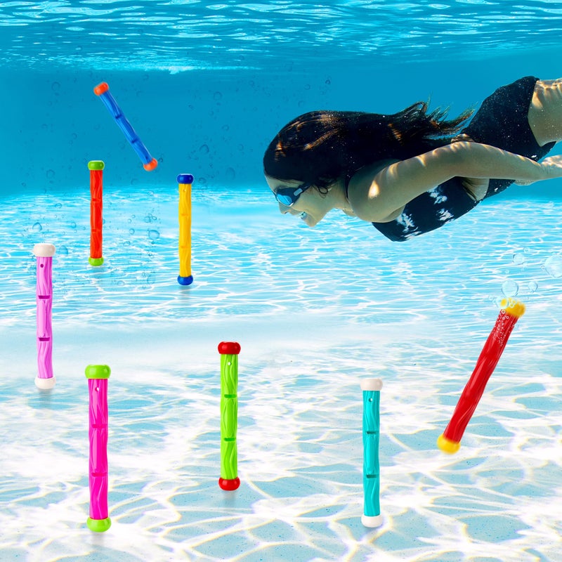 JOYIN Diving Sticks Pool Toys, 8 Pcs Underwater Training Pool Dive Stick for Kids, Colorful Swimming Toy Sinking Throwing Sticks for Kids Gifts Summer Swim Training Water Fun Pool Games(Sticks) - Image 3