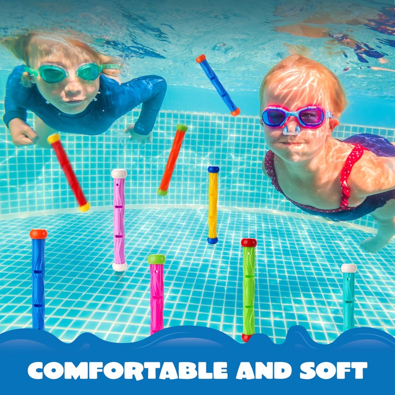 JOYIN Diving Sticks Pool Toys, 8 Pcs Underwater Training Pool Dive Stick for Kids, Colorful Swimming Toy Sinking Throwing Sticks for Kids Gifts Summer Swim Training Water Fun Pool Games(Sticks) - Image 5