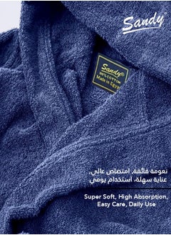 Sandy Sandy Kids Bathrobe with Hood, 100% Cotton Highly Absorbent, Unisex Plush Robe, Made in Egypt, Size S Dark Blue  - Image 2