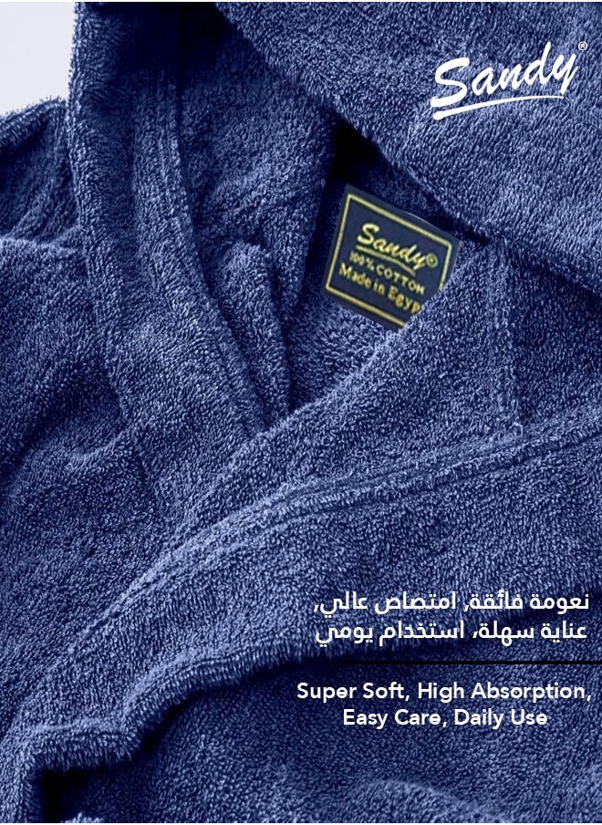 ساندي روب حمام بغطاء رأس للأطفال ساندي,قطن 100% بامتصاص عالي, روب حمام فاخر مناسب للجنسين, صنع في مصر, مقاس S أزرق  - Image 2