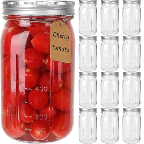 CycleMore Wide Mouth Mason Jars 32 oz, 12 Pack Large Glass Mason Jar with Metal Airtight Lids and Bands, 1 Quart Canning Jars for Pickling, Fermenting, Food Storage & DIY Projects - Image 1