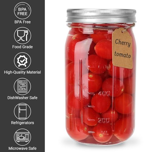CycleMore Wide Mouth Mason Jars 32 oz, 12 Pack Large Glass Mason Jar with Metal Airtight Lids and Bands, 1 Quart Canning Jars for Pickling, Fermenting, Food Storage & DIY Projects - Image 3