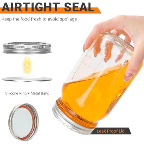 CycleMore Wide Mouth Mason Jars 32 oz, 12 Pack Large Glass Mason Jar with Metal Airtight Lids and Bands, 1 Quart Canning Jars for Pickling, Fermenting, Food Storage & DIY Projects - Image 4