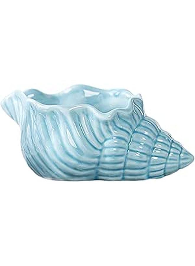 Large Blue Ceramic Conch Shell Ashtray Tabletop Ash Container for Home Living Room - Image 1