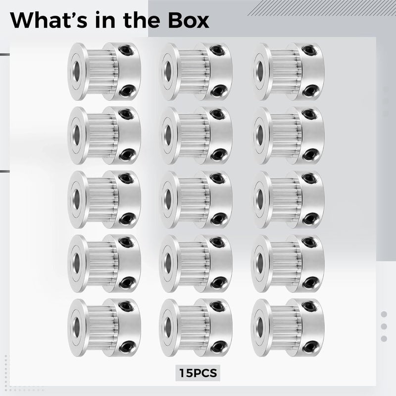 15 Pcs Printer Gt2 Pulley, 20 Teeth Synchronous Wheel, 5 Mm Bore, 6 Mm Belt Width, Aluminum Alloy, CNC and Robotics - Image 4