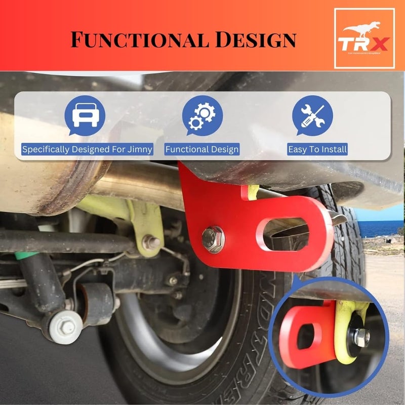 TRX AUTO Rear Red Bolt-On Tow Hook For Suzuki Jimny 2 Door & Suzuki Jimny 5 Door 2018 To 2025 | Suzuki Jimny 2025 Accessories | Bolt on, No Drilling required - Image 2