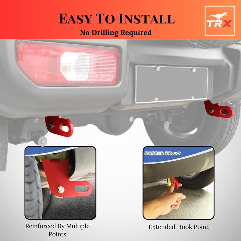 TRX AUTO Rear Red Bolt-On Tow Hook For Suzuki Jimny 2 Door & Suzuki Jimny 5 Door 2018 To 2025 | Suzuki Jimny 2025 Accessories | Bolt on, No Drilling required - Image 5