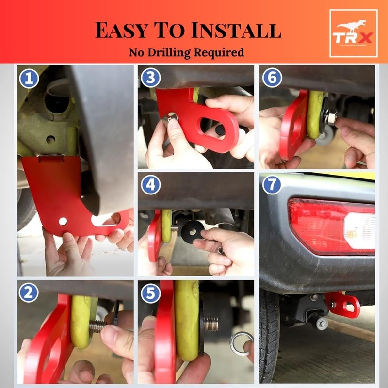 TRX AUTO Rear Red Bolt-On Tow Hook For Suzuki Jimny 2 Door & Suzuki Jimny 5 Door 2018 To 2025 | Suzuki Jimny 2025 Accessories | Bolt on, No Drilling required - Image 4