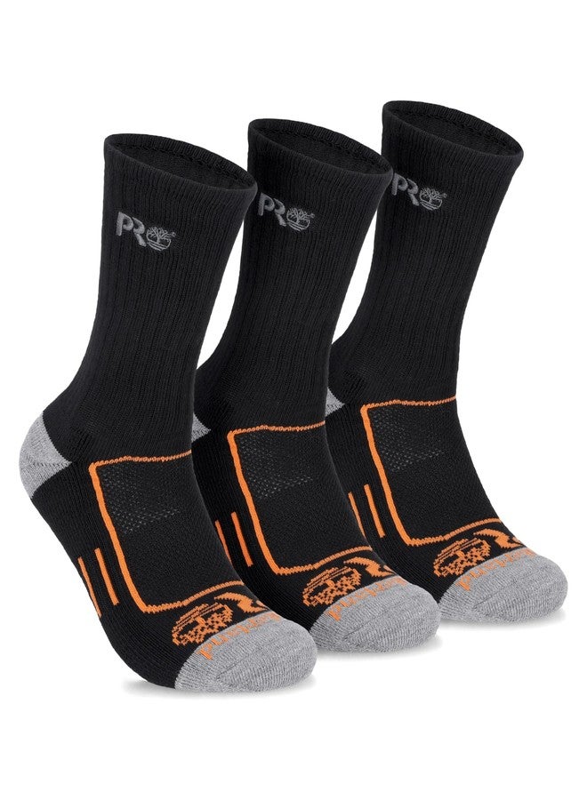 Timberland PRO Premium Mens Work Socks, Crew Socks, Moisture Wicking Technology Mens Socks, Arch Support, Cushioned Footbed, Mesh Venting (Size 7-12; Multiple Colors; 3 Pairs) - Image 1
