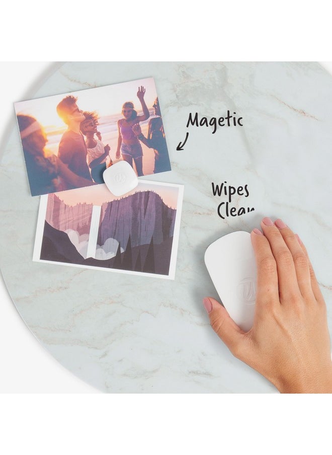 U Brands - Round Magnetic Marble Print Dry Erase Board, 12" Diameter, Frameless, Includes Magnet And Marker - Image 1