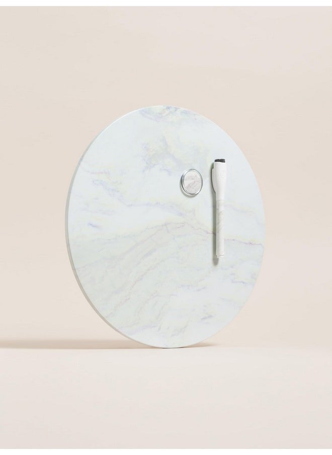 U Brands - Round Magnetic Marble Print Dry Erase Board, 12" Diameter, Frameless, Includes Magnet And Marker - Image 1