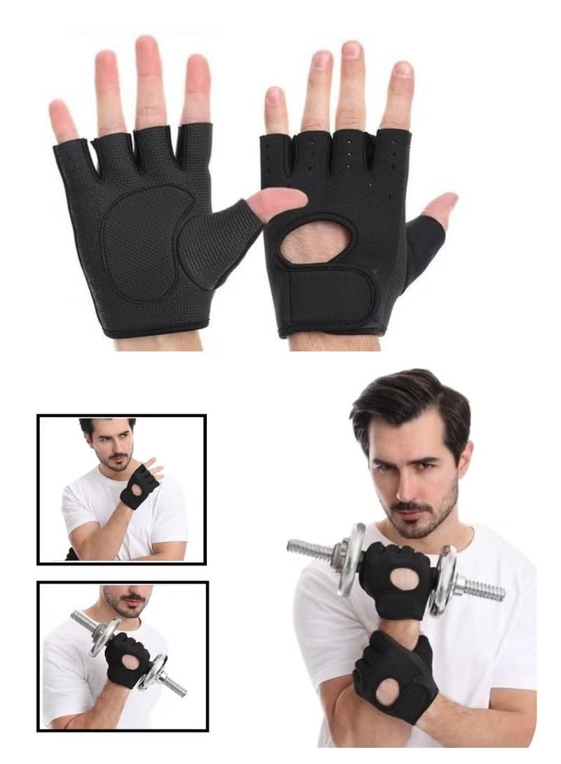 vesus Workout Gloves, with Palm Protection, Semi Finger Training Gloves, Lightweight Gym Weight Lifting Gloves for Men/Women, Breathable Exercise, Black - Image 1