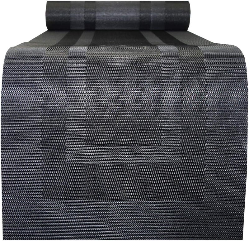 pigchcy Placemats and Table Runner Set, Black - Pure, 6pcs + 1pcs, 18x12 inches (Placemats) + 76x12 (Table Runner), Heat Insulation, Vinyl Cross-Weave, Washable, Non-Slip - Image 4