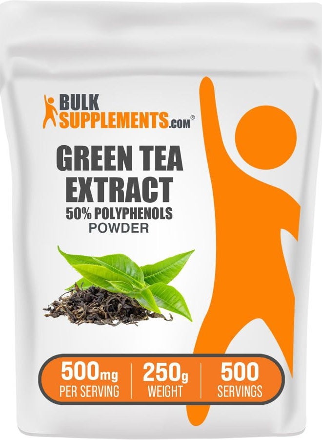 BULKSUPPLEMENTS.COM .com Green Tea Extract Powder - 50% Polyphenol, Green Tea Supplement, Herbal Supplement - Gluten Free, 500mg per Serving, 250g (8.8 oz) (Pack of 1) - Image 1