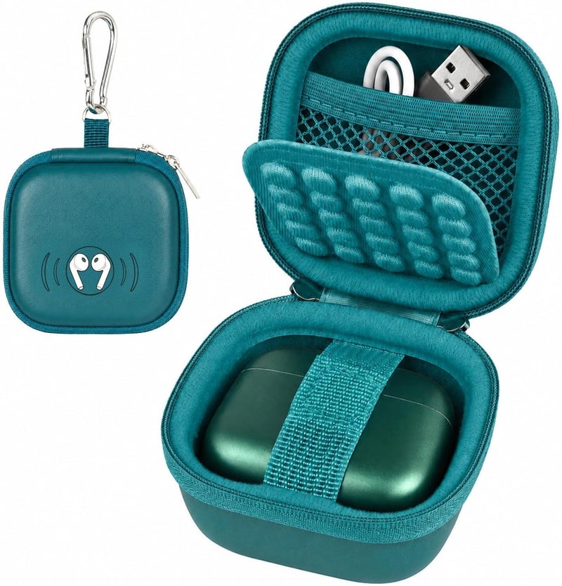 ANKHOH Earbud Case for TAGRY X08 Bluetooth Headphones True Wireless Earbuds 60H, EVA Hard Carrying Bag with Mesh Pocket, Carabiner, Dual Zipper, for Charging Cable and Ear Tips, Case Only - Image 1