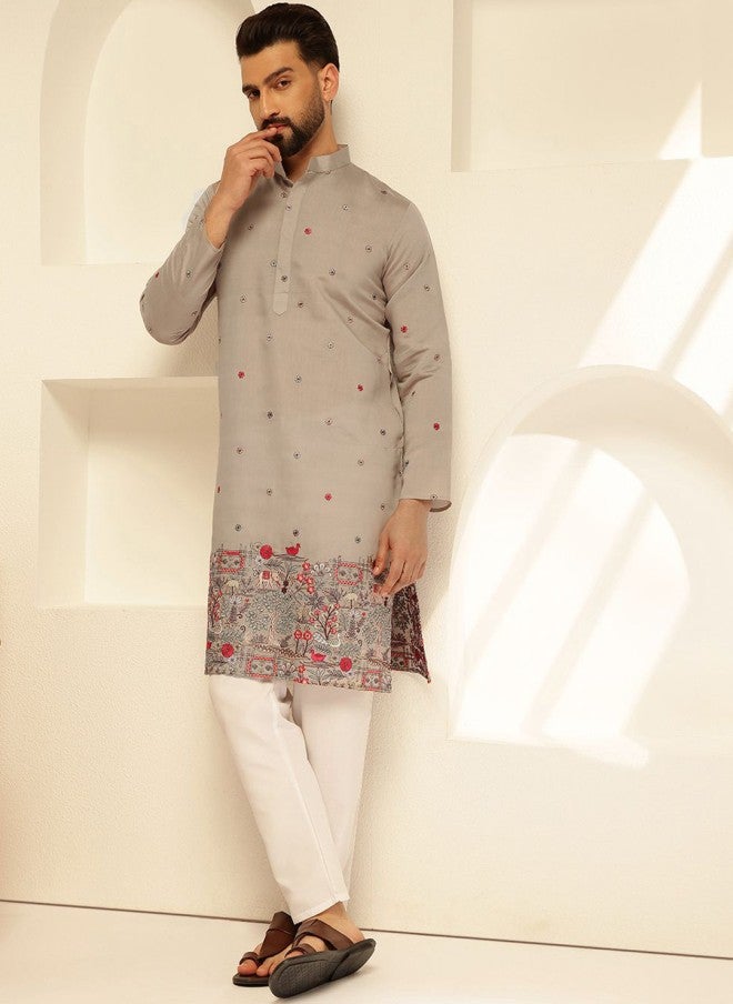 Sojanya قميص كتان حرير مزخرف بالأزهار للرجال - Image 5