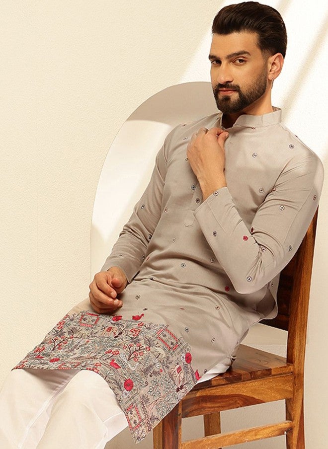 Sojanya قميص كتان حرير مزخرف بالأزهار للرجال - Image 2