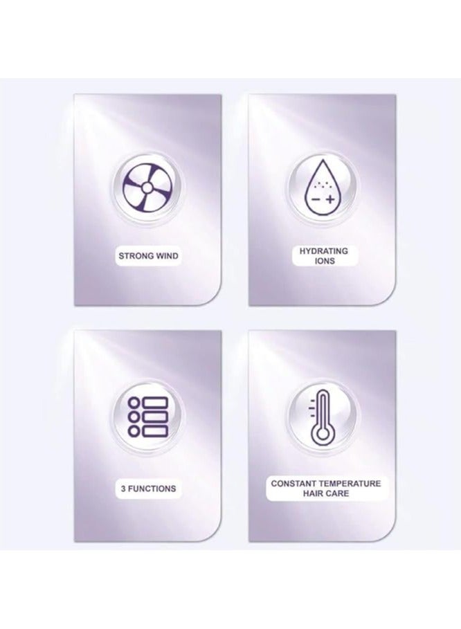 ريبنيو مجفف شعر 3 في 1 مع فرشاة ومشط ومكواة فرد الشعر وفرشاة منفاخ ومجفف شعر ومشط ومكواة فرد الشعر، هواء ساخن وبارد قوي. فضي - Image 3