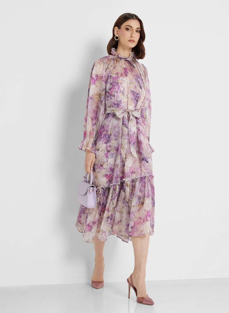 ELLA Floral Chiffon Dress - Image 1