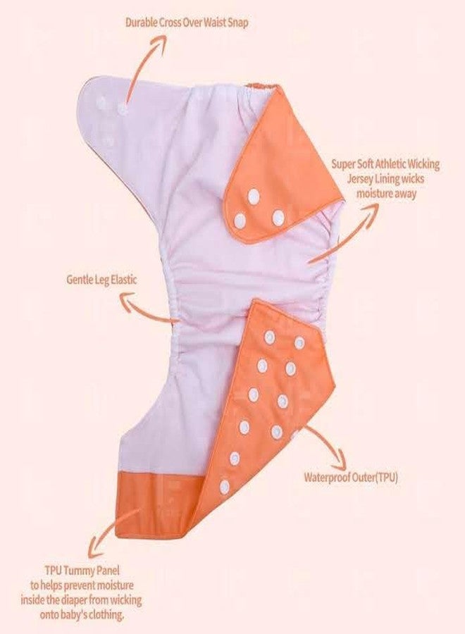 Softlia Reusable Baby Cotton Cloth Diapers - Adjustable & Washable with Insert Pads for 0-3 Years | Soft, Waterproof & Eco-Friendly (red, One Size) - Image 4