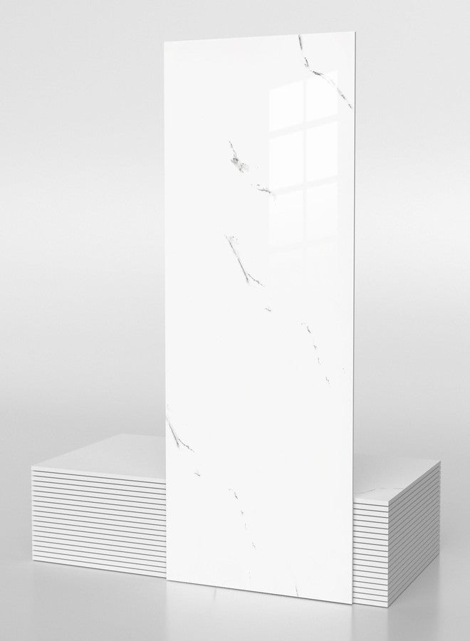 Vieshful 20 Pack 11.8"x23.6" Peel and Stick Backsplash Wall Panels, Self Adhesive Waterproof Back Splash Marble Tiles for Kitchen Bathroom, TV Walls, Living Room White (Not Real Tiles) - Image 1