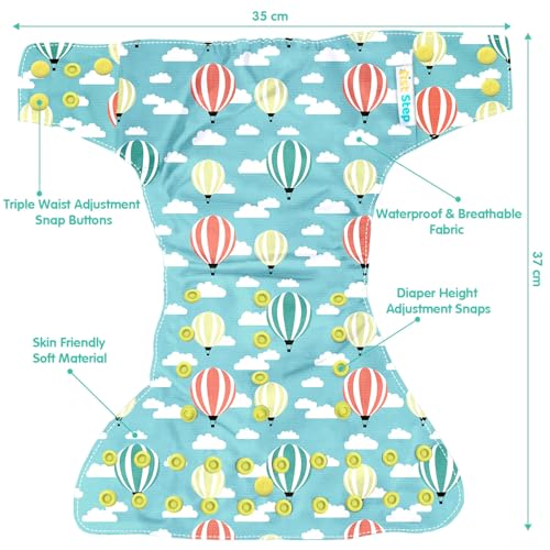 1st Step Reusable Baby Diaper Pants (5–18kg) | Washable Cloth Diaper with Bamboo Insert | 300+ Uses | Adjustable Fit with Snap Buttons | High Absorbency, Quick Dry, Leak-Proof & Stain Resistant - Image 2