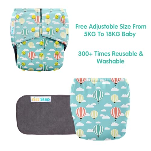 1st Step Reusable Baby Diaper Pants (5–18kg) | Washable Cloth Diaper with Bamboo Insert | 300+ Uses | Adjustable Fit with Snap Buttons | High Absorbency, Quick Dry, Leak-Proof & Stain Resistant - Image 5