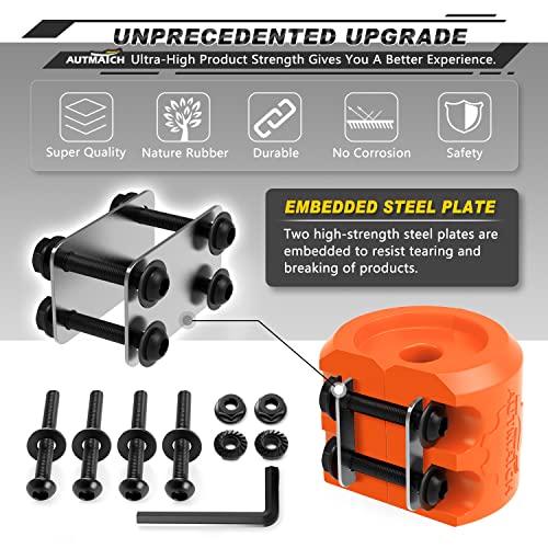 AUTMATCH Winch Cable Hook Stopper (2 Pack), Silicone Rubber Winch Stopper for Wire & Synthetic Rope, Winch Line ATV UTV, Shock Absorbent, Prevent Pulling Bounce and Abrasion, Orange - Image 2