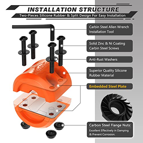 AUTMATCH Winch Cable Hook Stopper (2 Pack), Silicone Rubber Winch Stopper for Wire & Synthetic Rope, Winch Line ATV UTV, Shock Absorbent, Prevent Pulling Bounce and Abrasion, Orange - Image 3