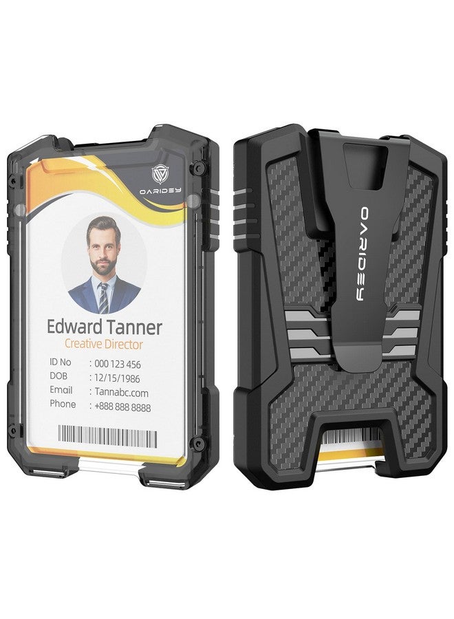 Oaridey Carbon Fiber Badge Holder/Id Card Holder/Portable Travel Wallet With Manganese Steel Clip Heavy Duty Vertical Clear Id Holder For Work Id Credit Cards - Image 1