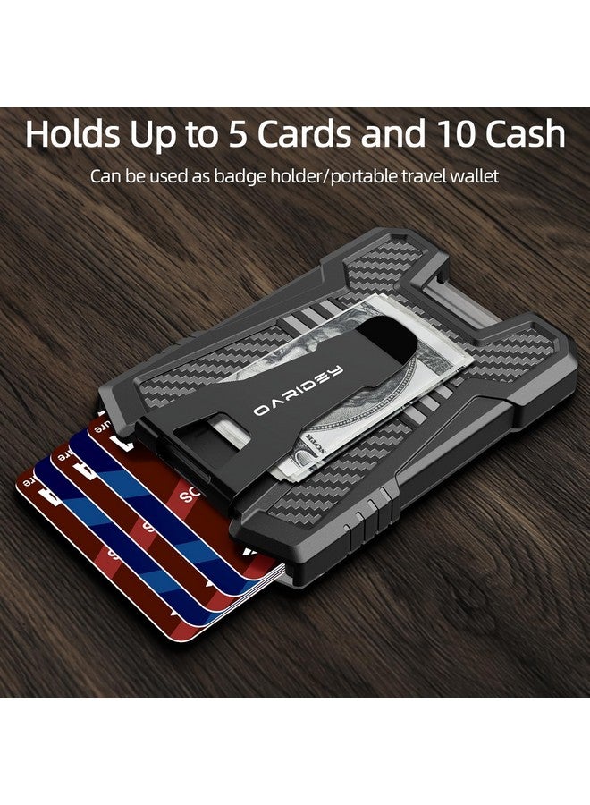 Oaridey Carbon Fiber Badge Holder/Id Card Holder/Portable Travel Wallet With Manganese Steel Clip Heavy Duty Vertical Clear Id Holder For Work Id Credit Cards - Image 2