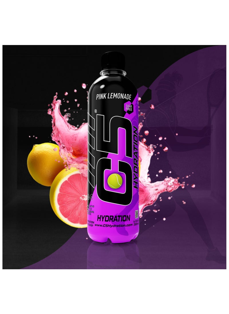 C5 - C5 HYDRATION Pink Lemonade Electrolytes & Vitamin Water- Zero Sugar, 20 Calorie BCAA for Recovery -VIT B ENERGY, VIT C & E ANTIOXIDANT, VIT D3 for IMMUNITY - Refreshing Ramadan Drink Pack of 12 - Image 1