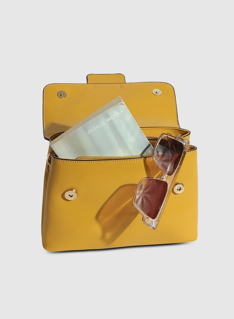 صوص هاوت حقيبة يد جلدية صفراء