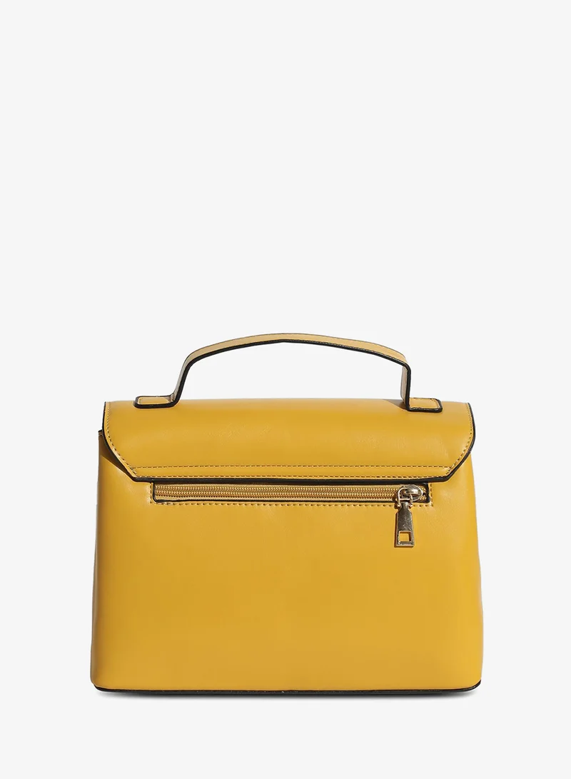 Haute Sauce Structured Flap Handbag - Yellow