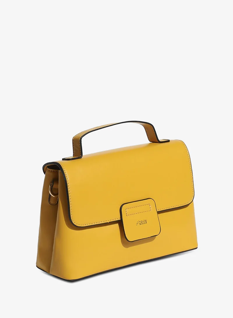 Haute Sauce Structured Flap Handbag - Yellow