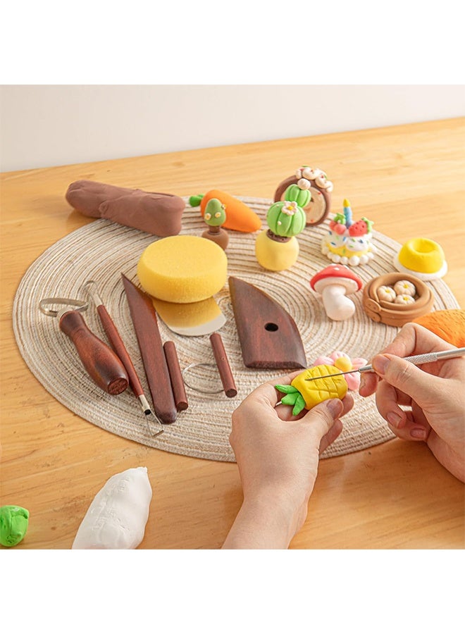 ليمون أدوات نحت فخارية خشبية ملونة من 8 قطع، مجموعة أدوات تنظيف طين الخشب، أداة تشكيل سيراميك للنحت والتشكيل والقطع والتشذيب، عجلة الفخار، الحرف اليدوية، للمبتدئين، البالغين، والطلاب. - Image 3