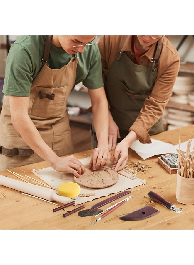 ليمون أدوات نحت فخارية خشبية ملونة من 8 قطع، مجموعة أدوات تنظيف طين الخشب، أداة تشكيل سيراميك للنحت والتشكيل والقطع والتشذيب، عجلة الفخار، الحرف اليدوية، للمبتدئين، البالغين، والطلاب. - Image 4